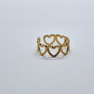 Anillo corazones dorado