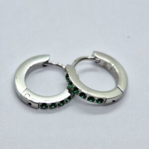 pendientes argolla circonitas verdes